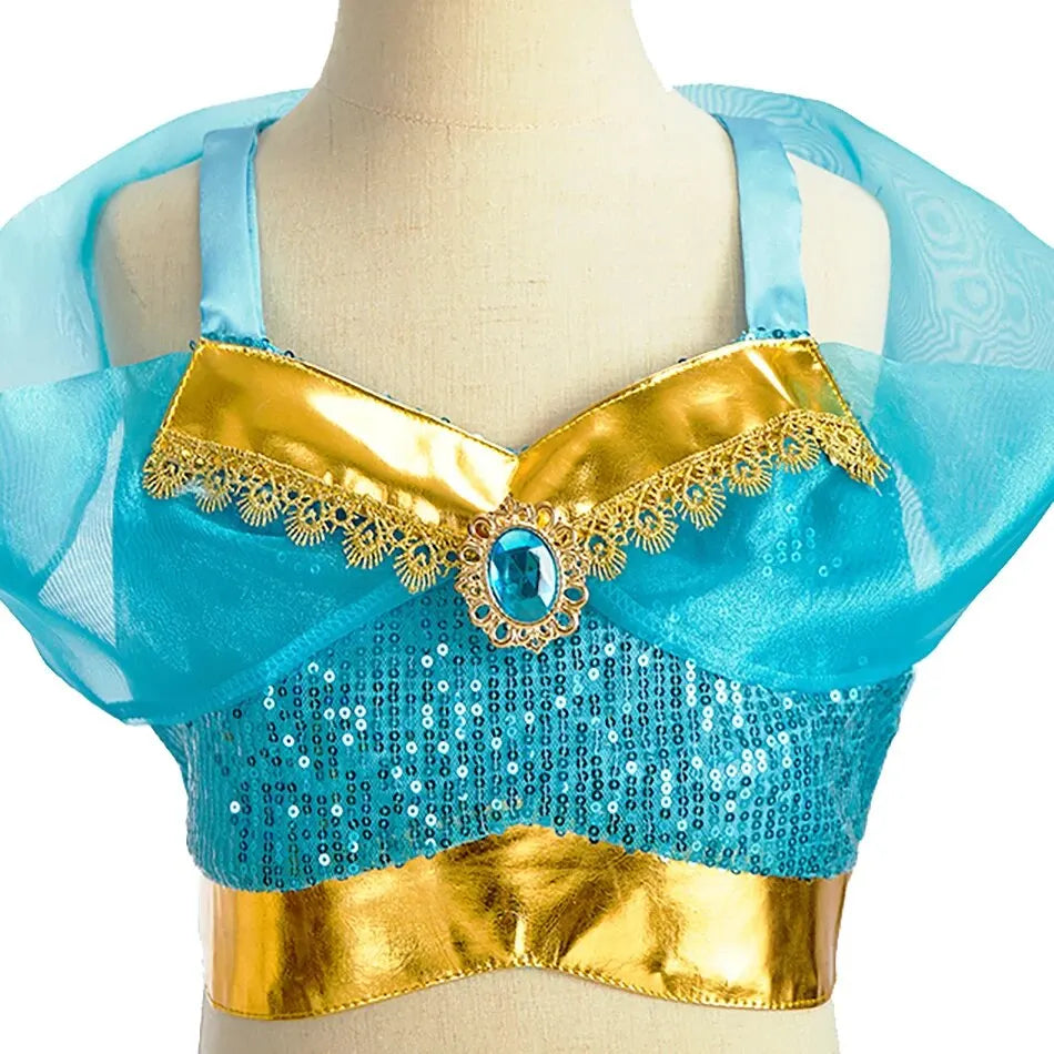Kids Arabian Princess Dress Girls Halloween Jasmine Costume Children