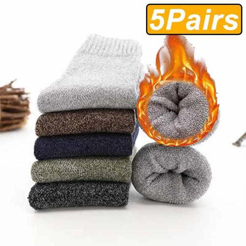 5 Pairs Winter Warm Men’s Socks Wool Male Women Socks Super Thicker