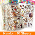 10 Sheets 3D Puffy Stickers Animals Bulk Stickers Scrapbook Decoration