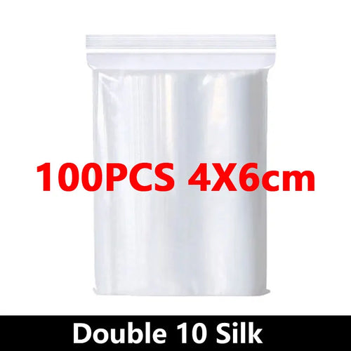 100Pcs Thicken Zipper Sealed Bags Clear Plastic Storage Bag for Small