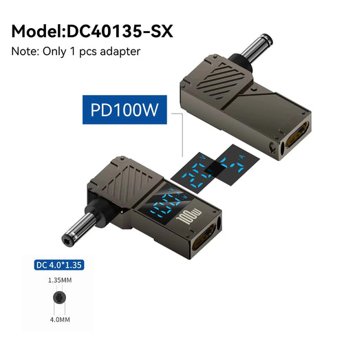 PD100W Type-C to DC Plug Converter USB C to DC Laptop Charging Adapter