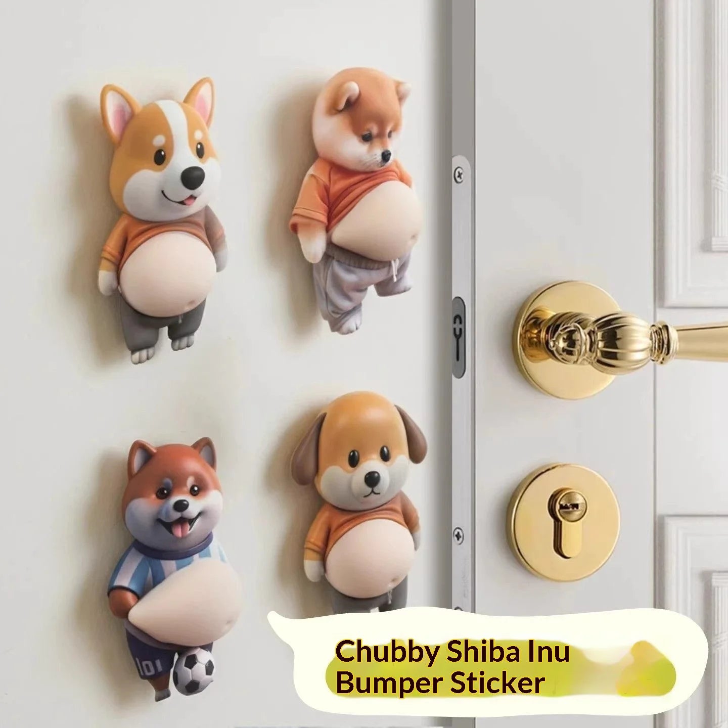 Fat Chai Dog Anti-Collision Stickers - Cute Big-Bellied Dog Car