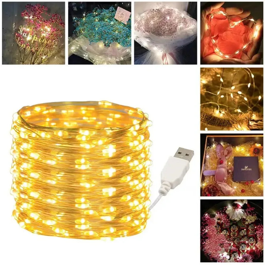 30M 10M Waterproof USB LED Lights String Copper Wire Fairy Garland
