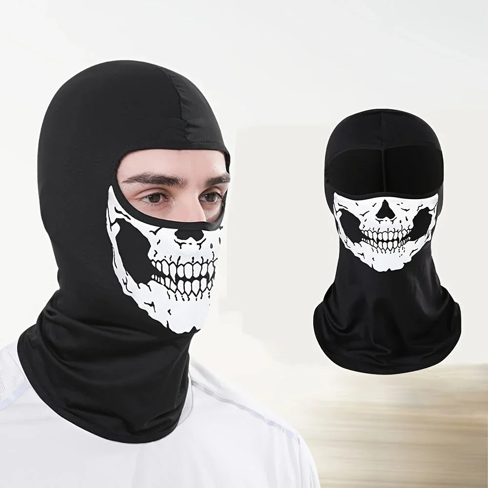 Motorcycle Balaclava Full Face Mask Skull Print Motorbike Full Face