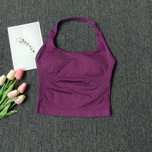 Women's Square Neck Deep Open Back Halter Bralette - Thick Straps,
