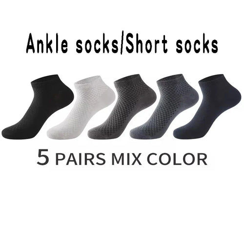 5 Pairs Men Bamboo Fiber Crew Casual Socks Man High Quality Spring