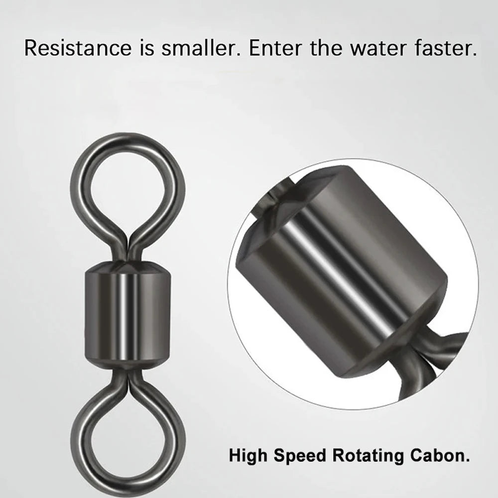 50Pcs Bearing Swivel Fishing Connector Stainless Steel Carp Snap