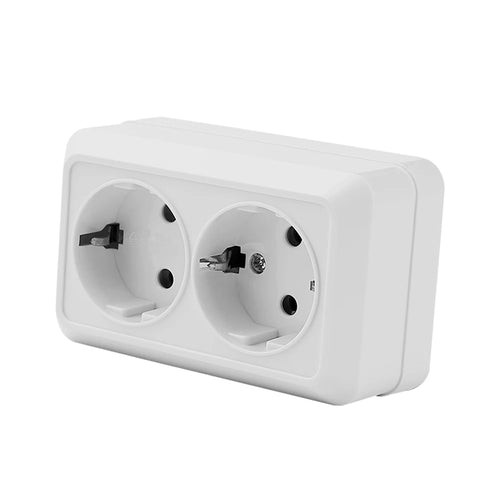 White EU Standard Rocker Switch On/Off Wall Surface 2 Gang 1 Way