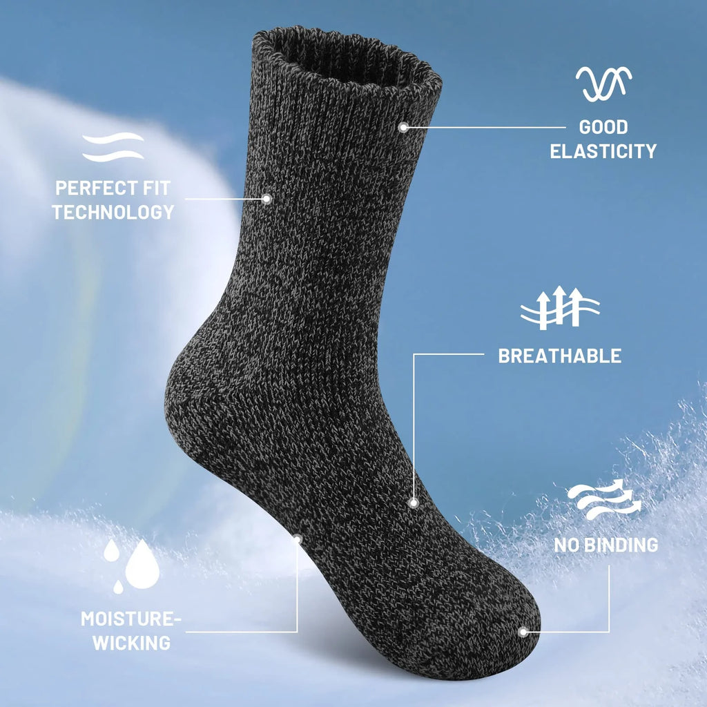 3 Pairs Winter Thick Warm Men’s Wool Socks Outdoor Thermal