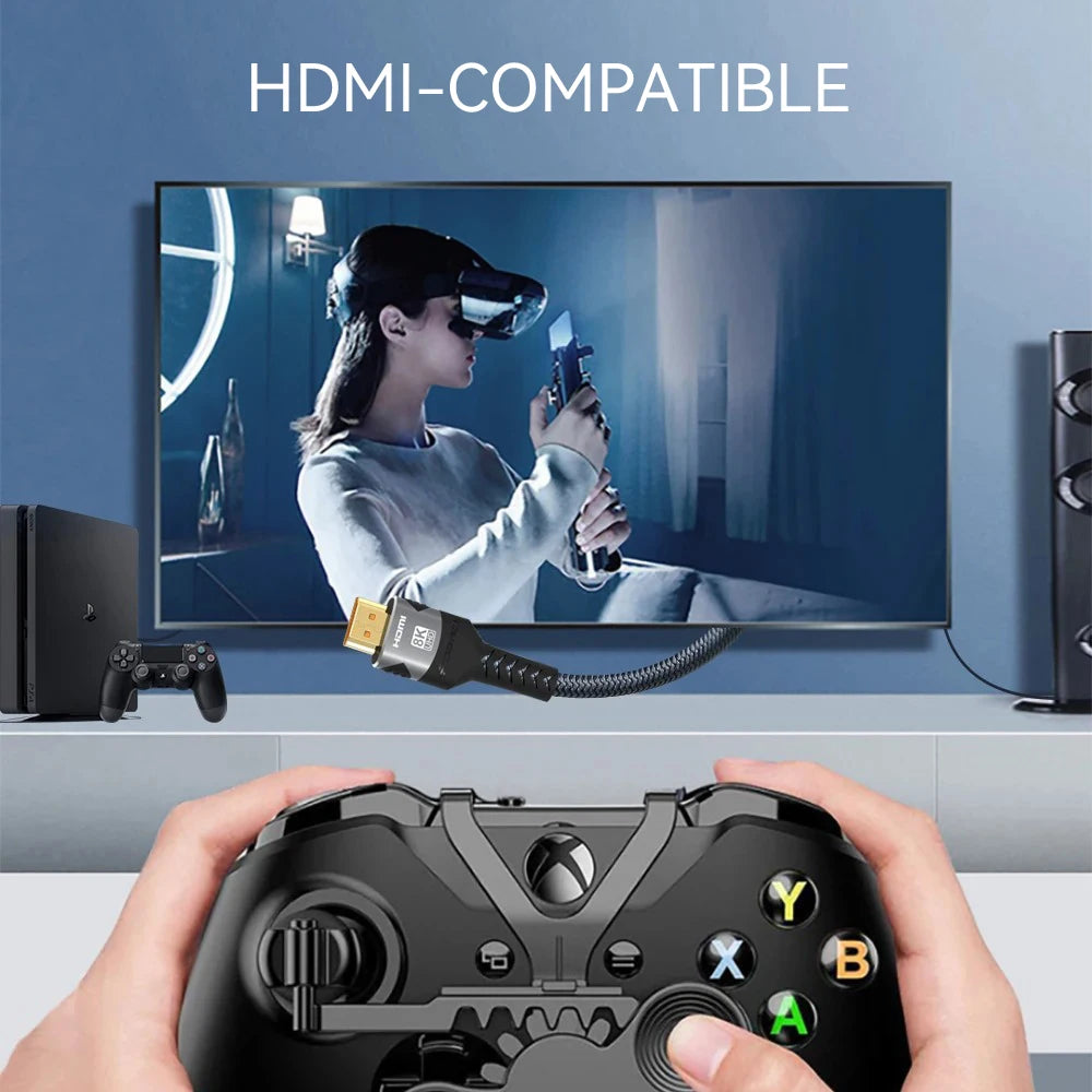 8K HDMI-Compatible Cable 4K@120Hz 8K@60Hz HDMI 2.1 Cable 48Gbps