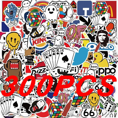 50/100/300Pcs Fashion Cool Brand Logo Stickers Aesthetic Motorcycle