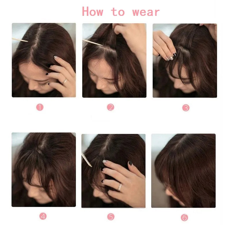 Synthetic Fake Invisible Air Bangs Hair Extension Front Fringes