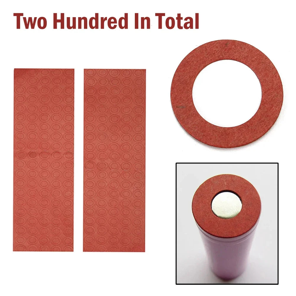 200pcs Battery Insulator Insulation Ring Adhesive Cardboard Paper