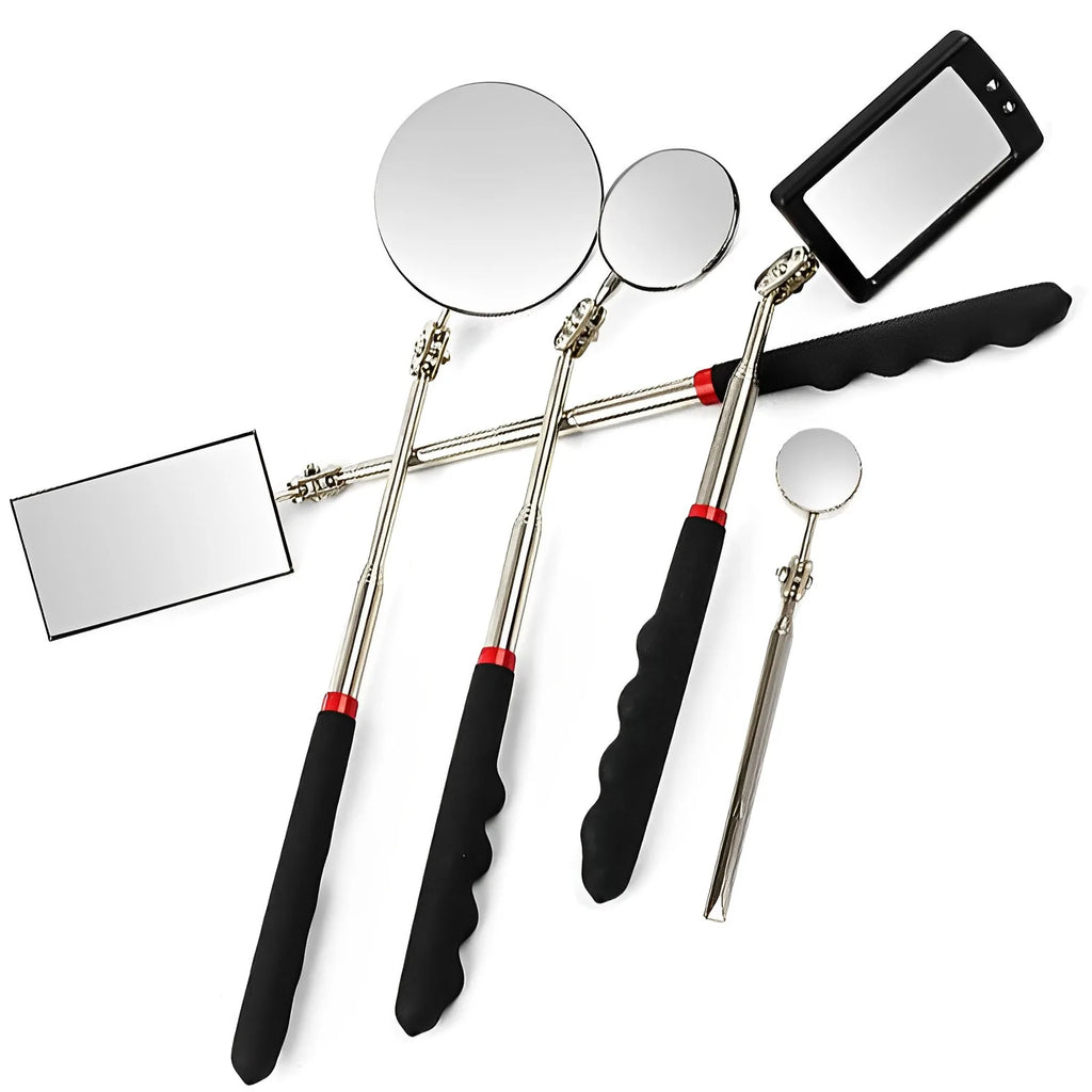 360° Inspection Mirror LED Light Telescoping Mirrors Extend Mechanic