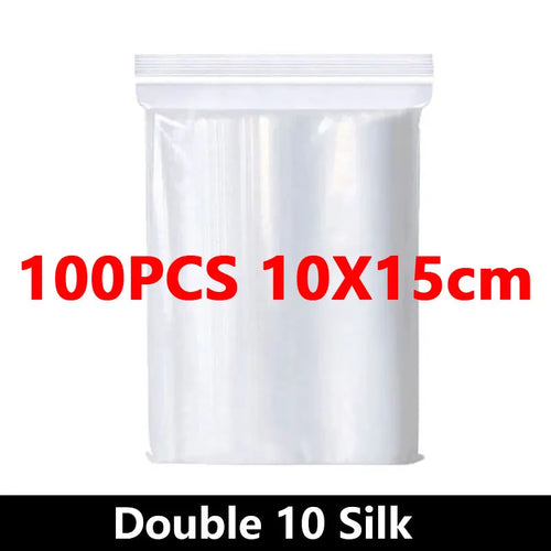 100Pcs Thicken Zipper Sealed Bags Clear Plastic Storage Bag for Small