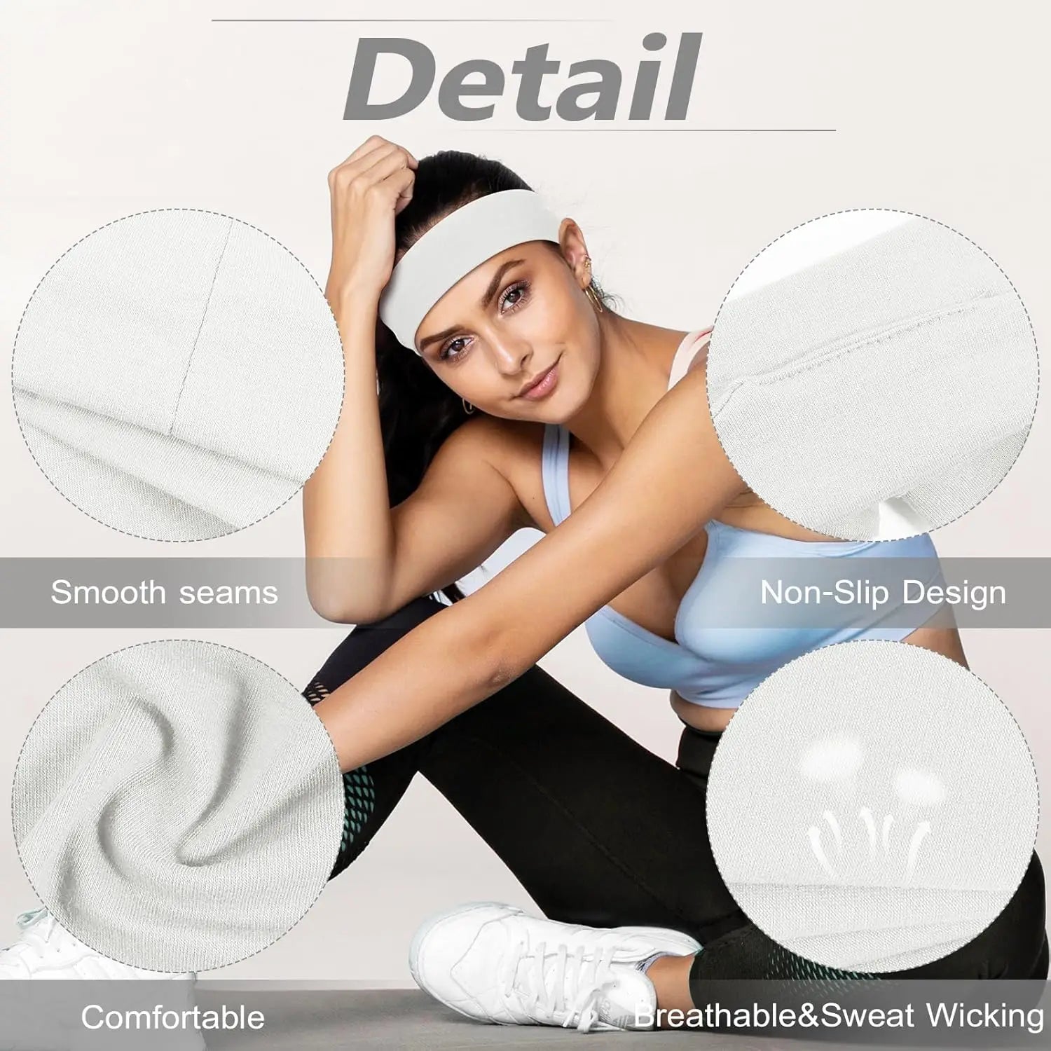6pcs Simple Basic Solid Color Sports Yoga Headband to Absorb Sweat For