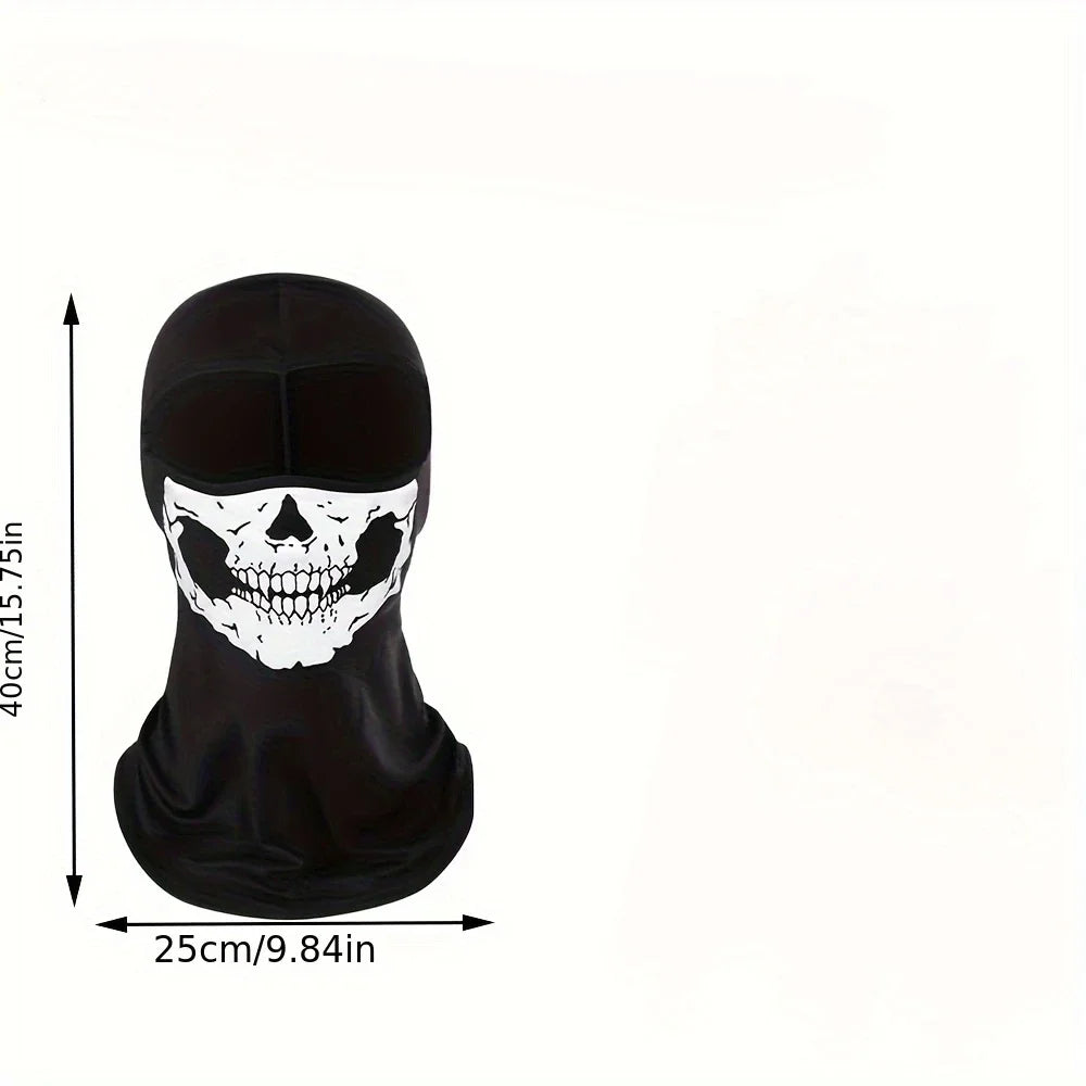 Motorcycle Balaclava Full Face Mask Skull Print Motorbike Full Face
