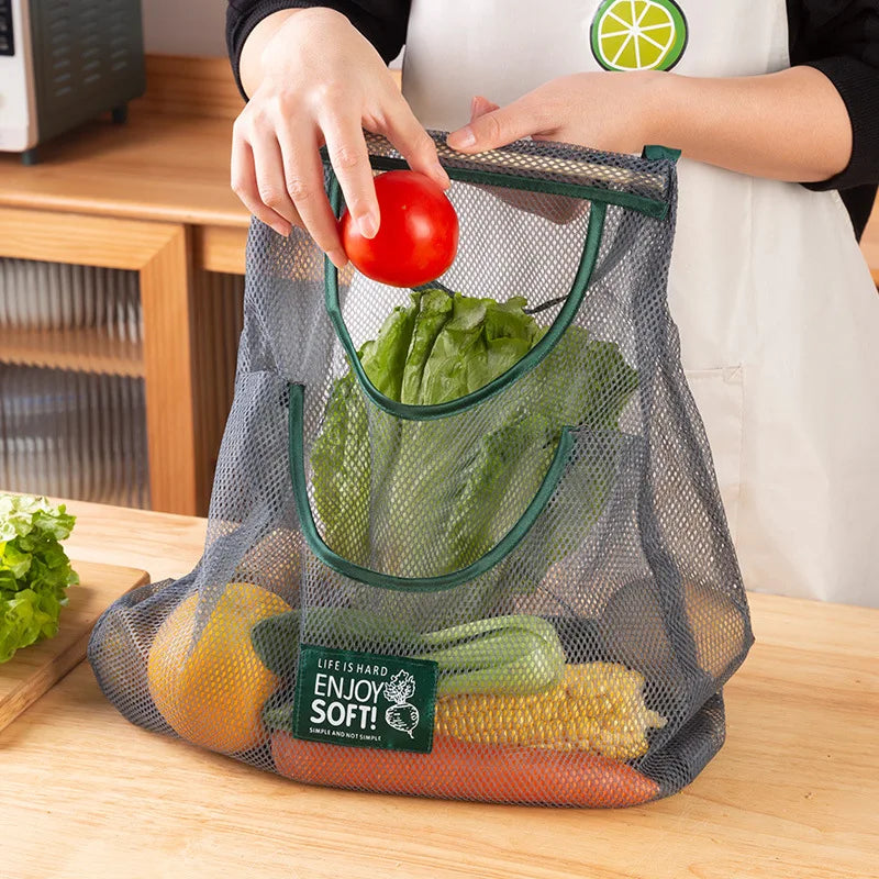 Reusable Storage Bags Kitchen Hanging Mesh Bag Home Fruit And