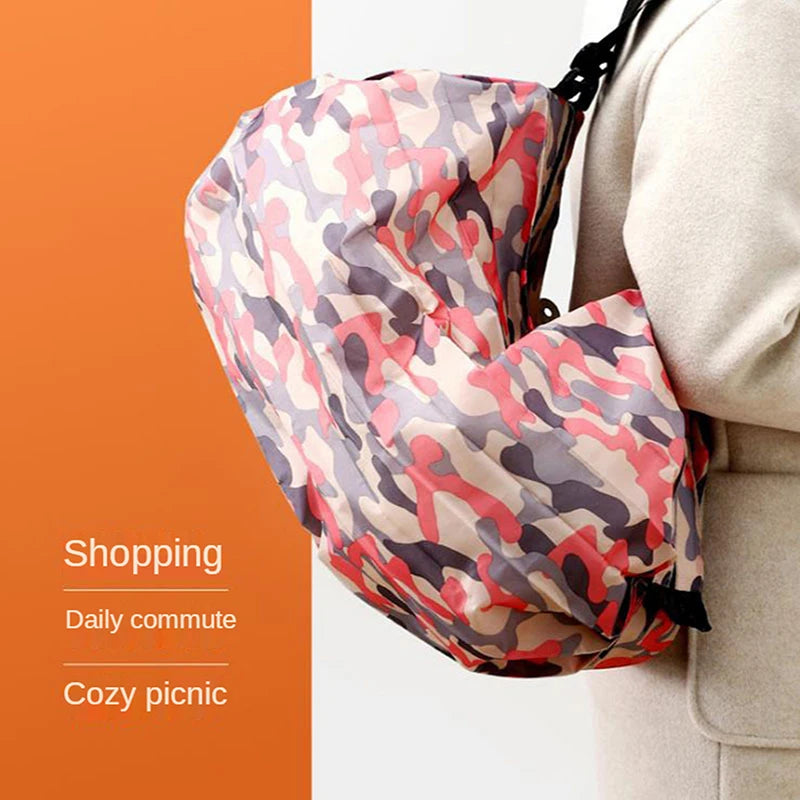 Foldable Storage Bag With Handle Portable Travel Camouflage Handbags