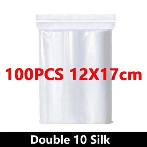 100Pcs Thicken Zipper Sealed Bags Clear Plastic Storage Bag for Small