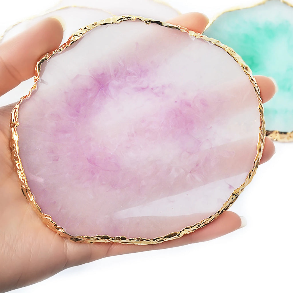 1PC Round Resin Agate Stone Nail Art Palette False Nail Tips Mixing