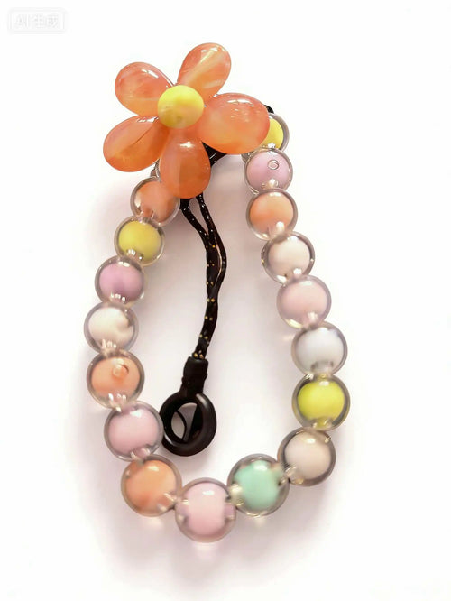 Phone Anti-lost Lanyard Key Short Wrist Pendant Colorful Macaron Round