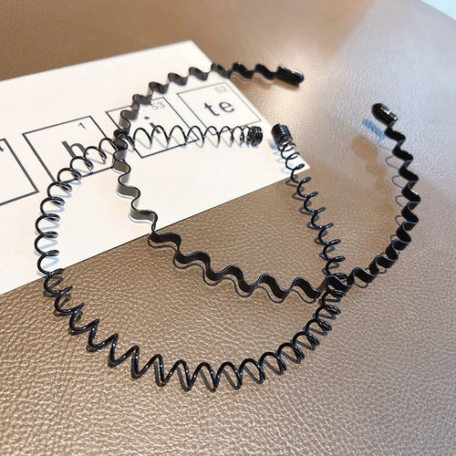 Unisex Black Elastic Non Slip Simple Metal Headbands For Men Women
