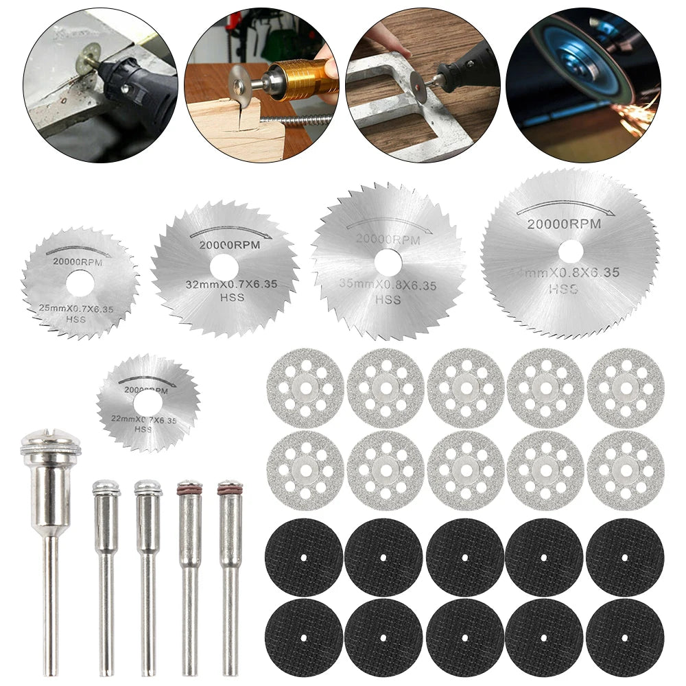 6-32Pcs Mini Circular Saw Blade Set Sanding Grinding Wheel Cutting