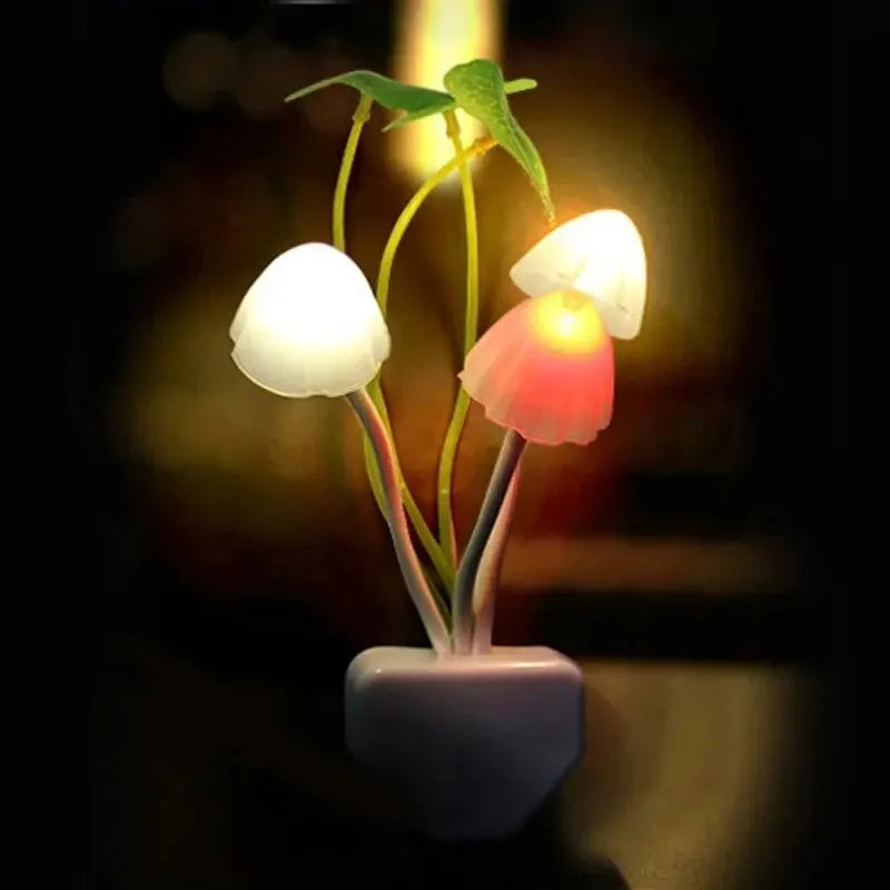 Novelty Mushroom Fungus Night Light EU & US Plug Light Sensor 220V 3
