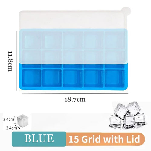 Silicone Ice Cube Tray 4/6/15 Square Ice Cube Moulds 3 x 3 cm Reusable