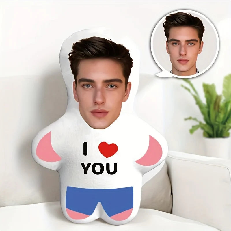 Customized "I Love You" mini plush doll personalized photo pillow,