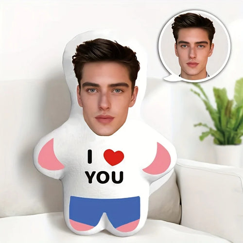 Customized "I Love You" mini plush doll personalized photo pillow,