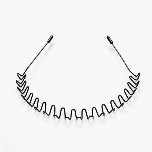 Unisex Black Elastic Non Slip Simple Metal Headbands For Men Women