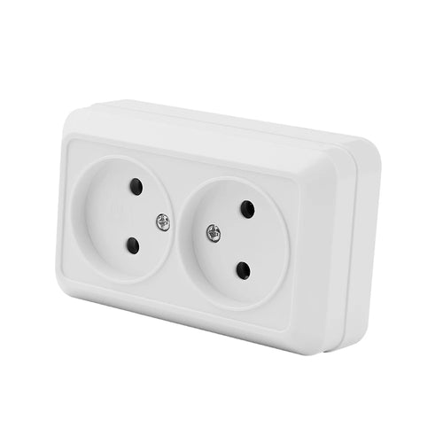 White EU Standard Rocker Switch On/Off Wall Surface 2 Gang 1 Way