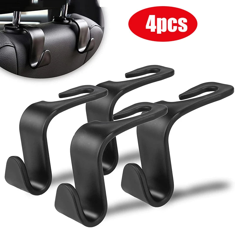 1/4Pcs Car Headrest Hooks Hanger for Bags Seat Back Organizer Holder