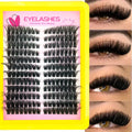 60D80D100D Thick False Eyelashes with Mixed Length, D Curl Cat-Eye