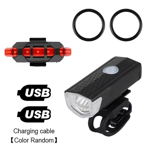 Bike Light Set Bicycle Headlight Taillight USB Rechargeable MTB Bike