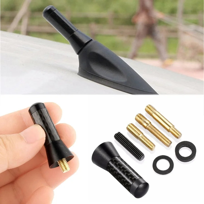 Brand New Carbon Fiber Screw Metal Short Stubby Mast Antenna Car