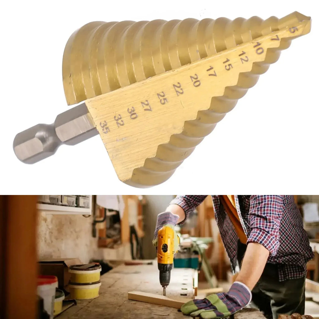 HSS Step Drill Bit Straight Groove Titanium Coated Wood Metal Hole