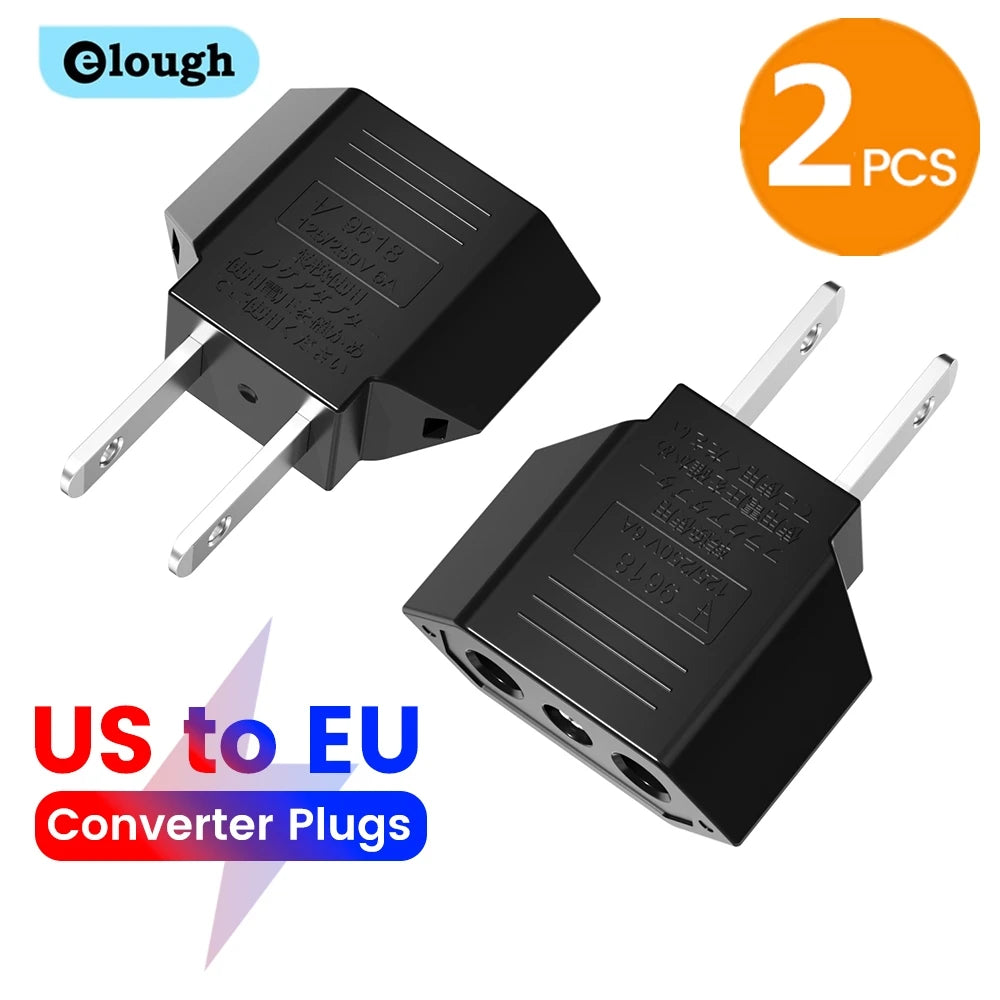 Elough 4.0mm US To EU Converter Plugs European EU To US America Travel