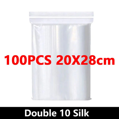 100Pcs Thicken Zipper Sealed Bags Clear Plastic Storage Bag for Small