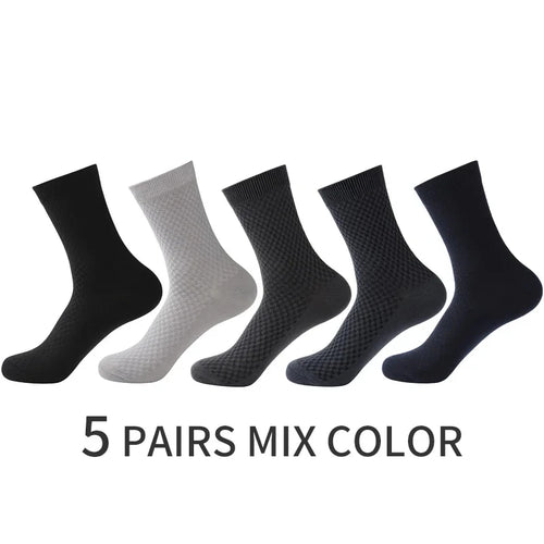 5 Pairs Men Bamboo Fiber Crew Casual Socks Man High Quality Spring