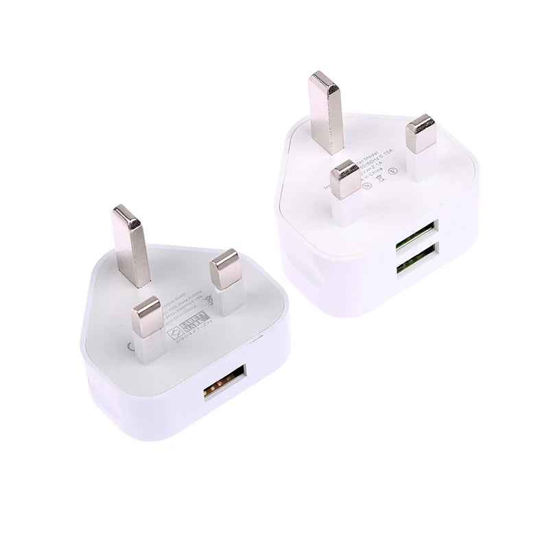 Universal UK Plug 3 Pin Wall Charger Adapter With 1/2 USB Ports