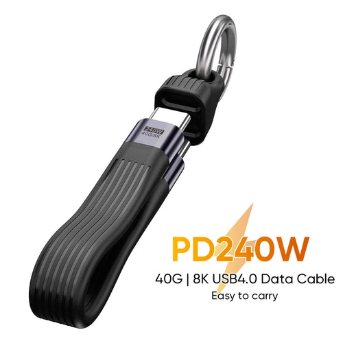 USB-C to Type-C 240W USB4.0 40Gbps Cable Keychain PD3.1 5A 8K@60Hz