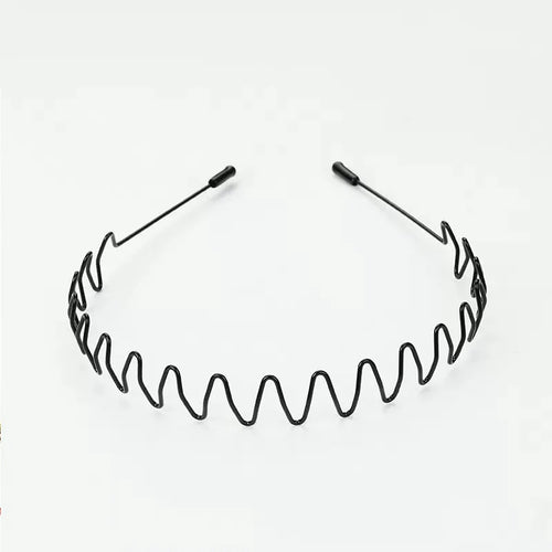Unisex Black Elastic Non Slip Simple Metal Headbands For Men Women