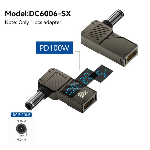 PD100W Type-C to DC Plug Converter USB C to DC Laptop Charging Adapter