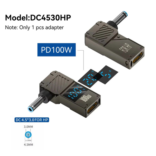 PD100W Type-C to DC Plug Converter USB C to DC Laptop Charging Adapter