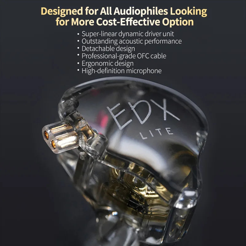 KZ EDX Lite HIFI Earphones Dynamic Driver In Ear Stereo Bass Music