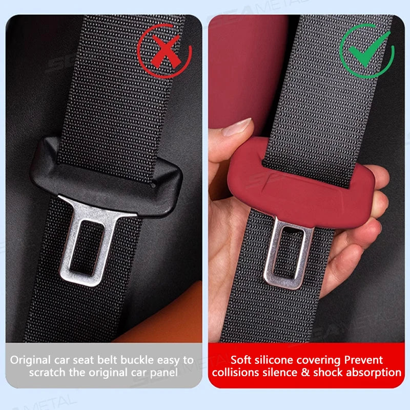 BLALION 2Pcs Seat Belt Buckle Cover Anti-Scratch Rubber Car Seat