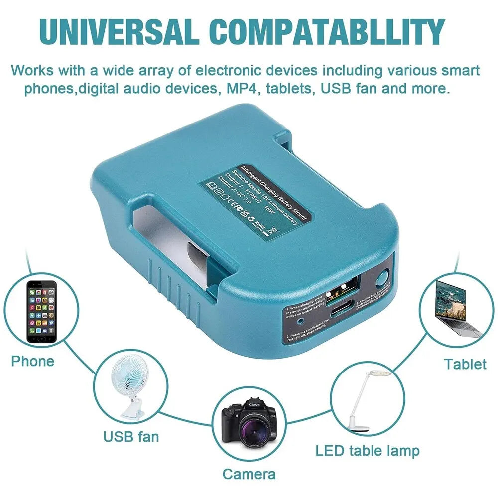 For Makita 18V With USB With Type-C Battery Holder For Makita 18V